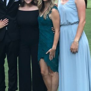 Free People High-Low Teal Lace Bodycon